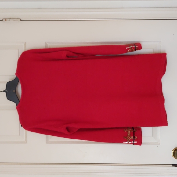 Woman's Silk/Angora/Lambswool Long sweater with embroidered patterns/sparkling. - Picture 2 of 4